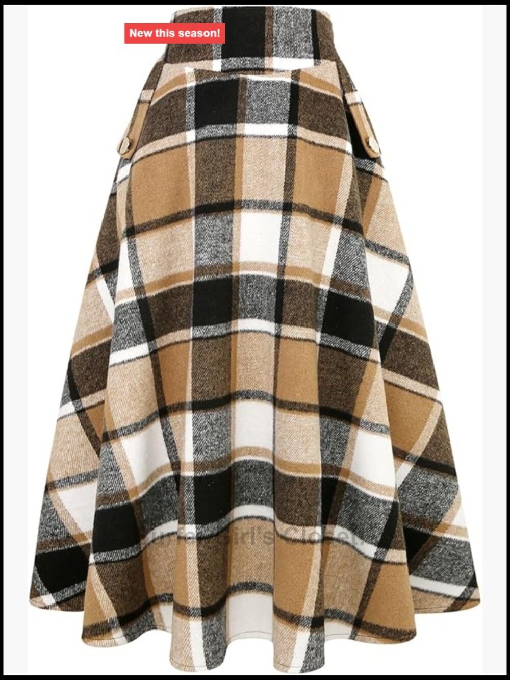 Women's High Waisted Wool A-Line Long Maxi Skirt with Pockets Fall Winter
